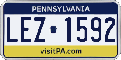 PA license plate LEZ1592