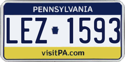 PA license plate LEZ1593