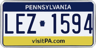 PA license plate LEZ1594
