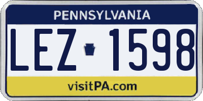 PA license plate LEZ1598