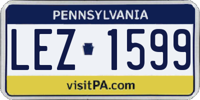 PA license plate LEZ1599