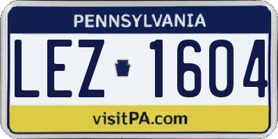 PA license plate LEZ1604