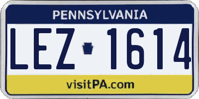 PA license plate LEZ1614