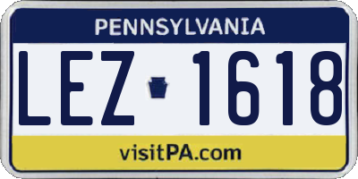 PA license plate LEZ1618
