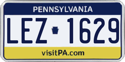 PA license plate LEZ1629