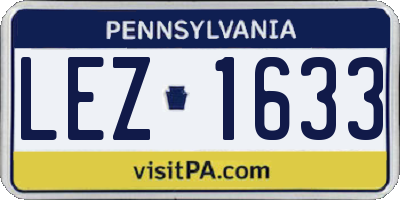 PA license plate LEZ1633