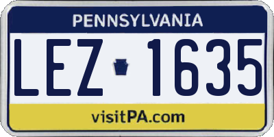 PA license plate LEZ1635