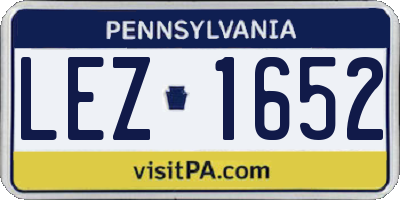 PA license plate LEZ1652