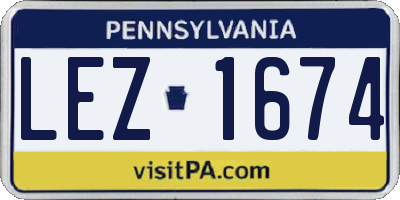 PA license plate LEZ1674