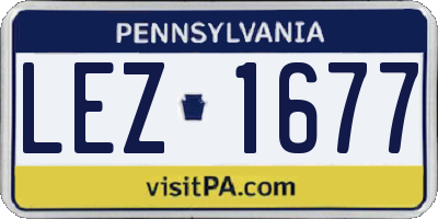 PA license plate LEZ1677
