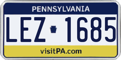 PA license plate LEZ1685