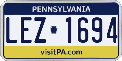 PA license plate LEZ1694