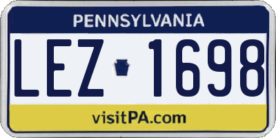 PA license plate LEZ1698