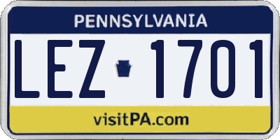 PA license plate LEZ1701