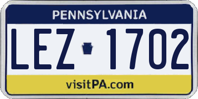 PA license plate LEZ1702