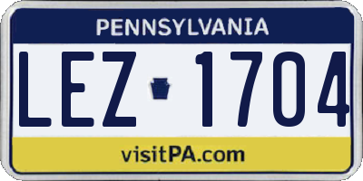 PA license plate LEZ1704