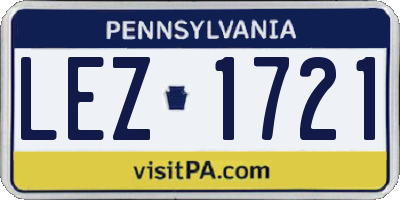 PA license plate LEZ1721