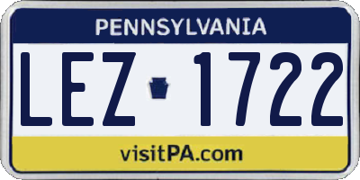 PA license plate LEZ1722