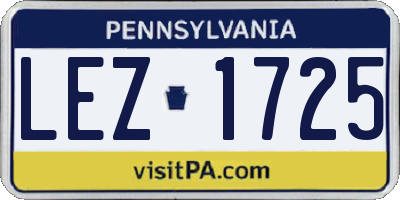 PA license plate LEZ1725