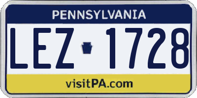 PA license plate LEZ1728