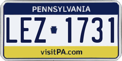 PA license plate LEZ1731