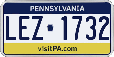PA license plate LEZ1732