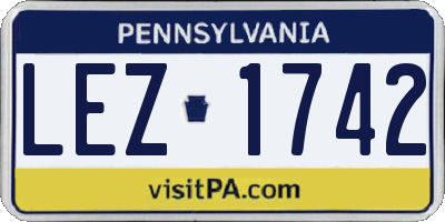 PA license plate LEZ1742