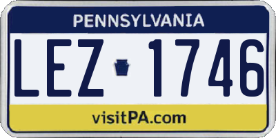 PA license plate LEZ1746