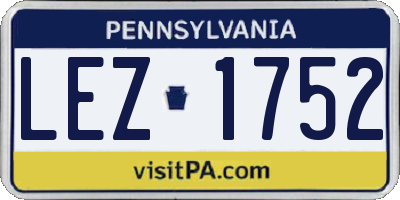 PA license plate LEZ1752