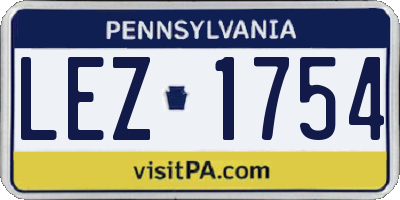 PA license plate LEZ1754