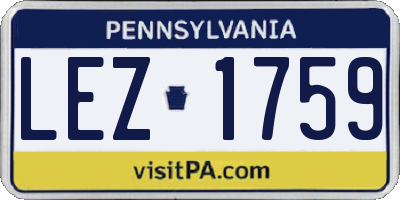 PA license plate LEZ1759