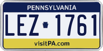 PA license plate LEZ1761