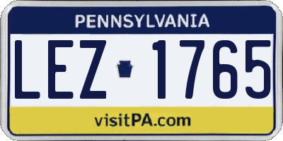 PA license plate LEZ1765