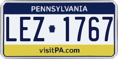 PA license plate LEZ1767