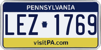 PA license plate LEZ1769