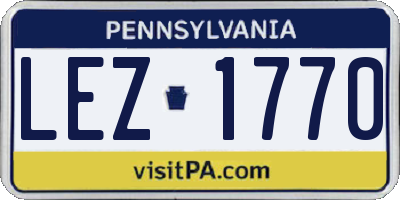PA license plate LEZ1770