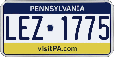 PA license plate LEZ1775