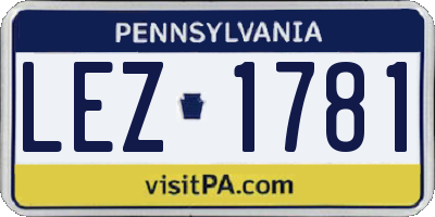 PA license plate LEZ1781