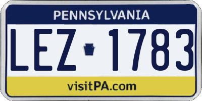 PA license plate LEZ1783