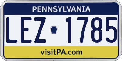 PA license plate LEZ1785