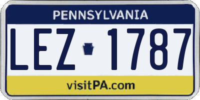 PA license plate LEZ1787