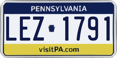 PA license plate LEZ1791
