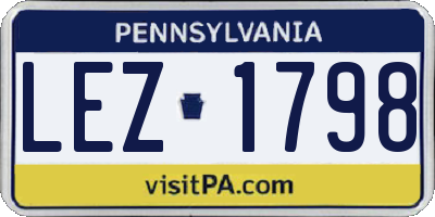 PA license plate LEZ1798