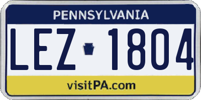 PA license plate LEZ1804