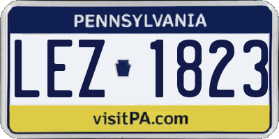 PA license plate LEZ1823