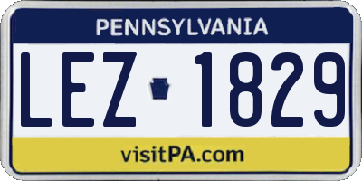 PA license plate LEZ1829