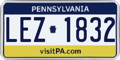 PA license plate LEZ1832