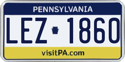 PA license plate LEZ1860