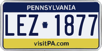 PA license plate LEZ1877