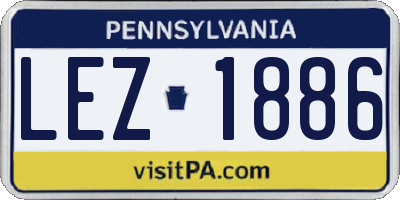 PA license plate LEZ1886